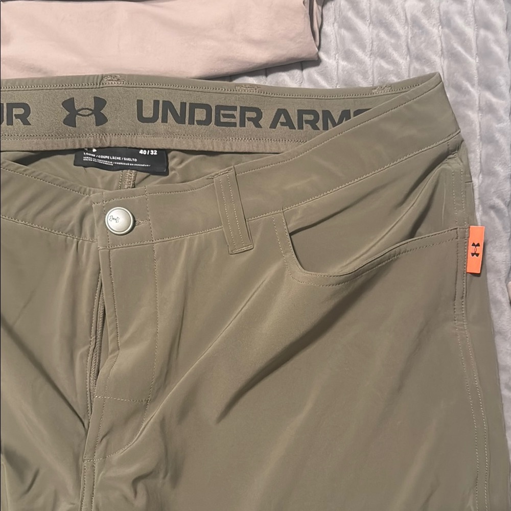 Under Armour Khaki Pants with Orange Accent